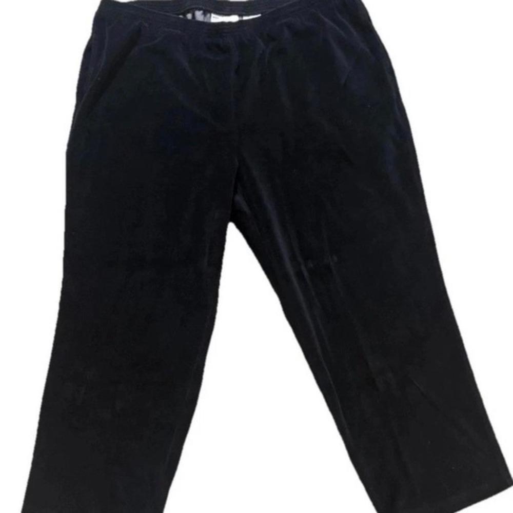 Alfred Dunner Woman Black Velour Elastic Waist Pull On Pants Plus Size 1X